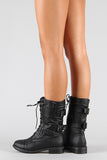 Military Lace Up Mid Calf Boot