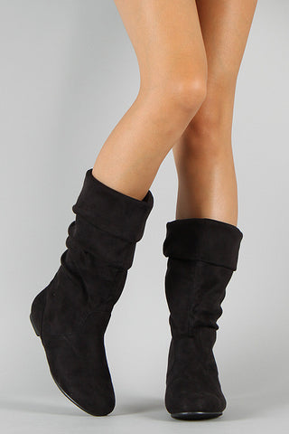 Wild Diva Lounge Kalisa-27N Suede Slouchy Mid Calf Boot