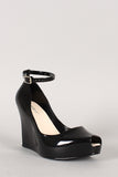 Bamboo Jelly Peep Toe Ankle Strap Wedge