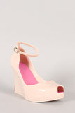 Bamboo Jelly Peep Toe Ankle Strap Wedge