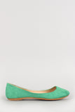 Faux Suede Round Toe Ballet Flat