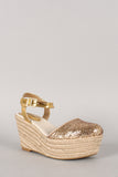 Bamboo Joe-01 Glitter Espadrille Platform Wedge