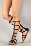 Soda Strappy Caged Gladiator Knee High Flat Sandal