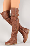 Buckled Zipper Round Toe Riding Over-The-Knee Boots