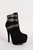 Triple Zipper Almond Toe Platform Bootie