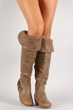 Buckle Hidden Wedge Knee High Boot