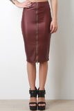 Light Weight Leatherette Midi Skirt