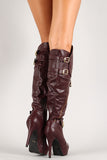 Bamboo Zipper Buckle Platform Stiletto Boot