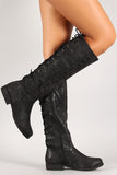 Nubuck Back Lace Up Knee High Riding Boot