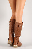 Buckle Zipper Trim Riding Knee High Boot