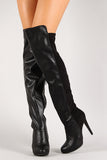 Breckelle Solid Round Toe Stiletto Thigh High Boot