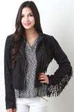 Fringe Faux Suede Moto Jacket