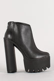 Perforated Lug Sole Chunky Platform Ankle Boots