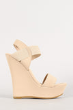 Bamboo Nubuck Open Toe Platform Wedge