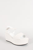 Bamboo Nubuck Open Toe Platform Wedge