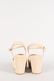 Bamboo Nubuck Open Toe Platform Wedge