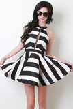 Keyhole Halter Skater Dress