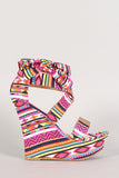 Bamboo Tribal Bow Open Toe Platform Wedge