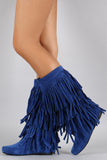 Mid Calf Suede Fringe Boot