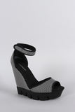 Bamboo Mesh Lug Sole Platform Wedge