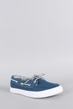 Misbehave Denim Lace Up Boat Flat