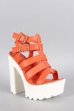 Shoe Republic Two-Tone Cage Lug Sole Platform Heel