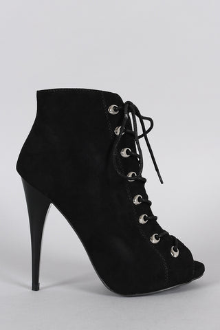 Qupid Corseting Peep Toe Bootie