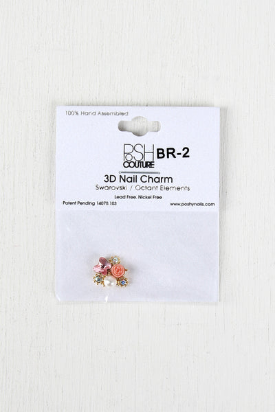 Multicolor Rosebud and Butterfly Cluster Reusable Nail Charm