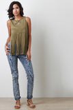 Suede Sleeveless Fringe Top