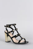 Qupid Studded Retro Reflective Chunky Heel