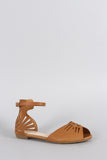 Bamboo Tribal Cutouts Peep Toe Flat Sandal