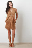 Sleeveless Suede Shift Pocket Dress