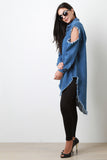 Cold Shoulder High Low Denim Top