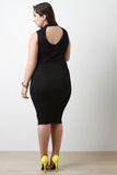 Rib Knit Back Keyhole Midi Dress