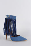 Shoe Republic LA Knotted Fringe Cuff Pointy Toe Pump