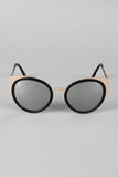 Matte Redacted Metallic Frame Cat Eye Sunglasses