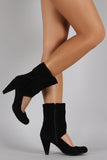 Slouchy Cuff Round Toe Mid Calf Pump