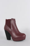 Wild Diva Lounge Elastic Gores Platform Chunky Heeled Booties