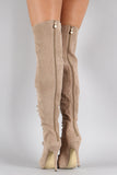 Liliana Peep Toe Lace Up Stiletto Thigh High Boot