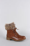 Bamboo Combat Faux Fur Ankle Cuff Lug Sole Booties