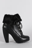 Bamboo Fold-Over Faux Fur Collar Heeled Oxford Booties