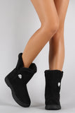 Bamboo Faux Sheepskin Suede Gem Mid Calf Boot