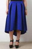 Boxy Pleat High Low Midi Skirt