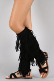 Fringe Covered Shaft Gladiator Sandal