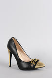 Liliana Two Tone Metallic Flawless Pointy Toe Stiletto Pump