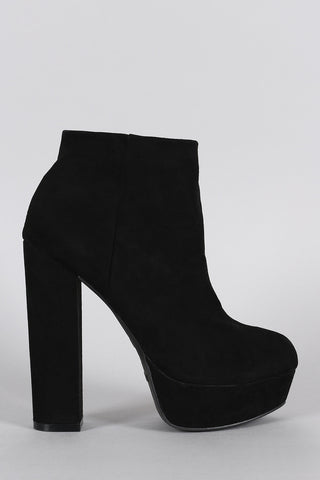 Bamboo Suede Chunky Heeled Platform Ankle Boots