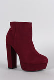 Bamboo Suede Chunky Heeled Platform Ankle Boots