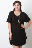 Jersey Knit Open Back Short Sleeves Tunic T-Shirt Dress