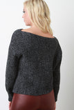 Off The Shoulder Melange Knit Sweater