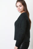 Off The Shoulder Melange Knit Sweater